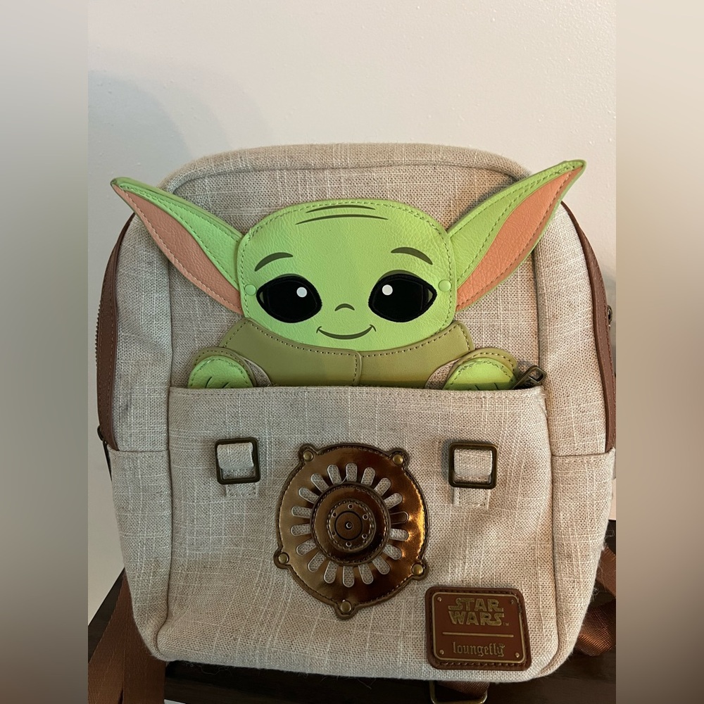 Loungefly Star Wars Grogu Beige and Green Backpack